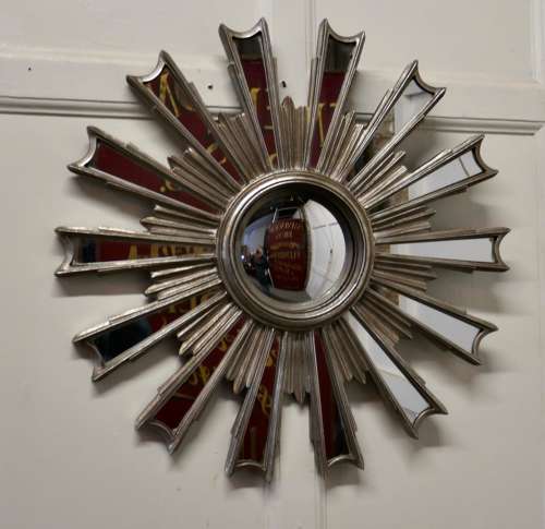 French Retro Sunburst Industrial Look Polished Mirror