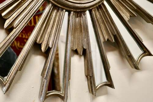 French Retro Sunburst Industrial Look Polished Mirror