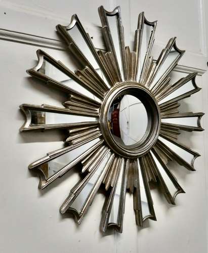 French Retro Sunburst Industrial Look Polished Mirror