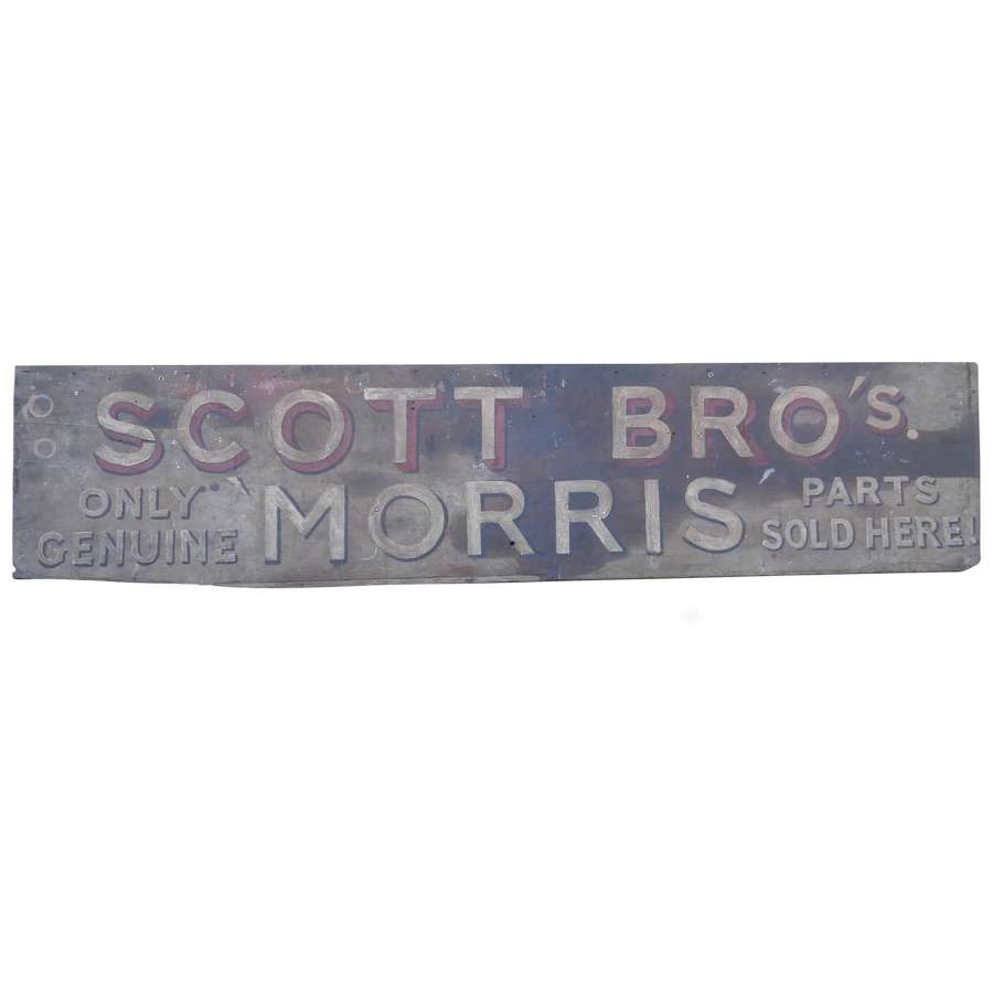 Large Painted Wooden Automobile Advertising Sign, &ldquo;Scott Bro&rsquo;s Morris&rdquo;