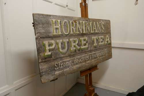 Large Painted Wooden Advertising Sign, “HORNIMAN’S PURE TEA”