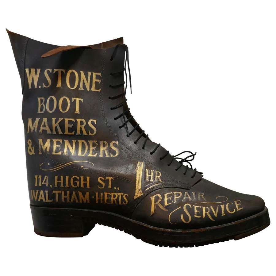 Edwardian Shoe Shop or Cobblers Trade Sign, Leather Boot Display Model
