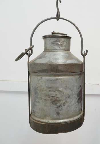 Large 19th Century Galvanised Metal Milk Churn with Iron Strapping