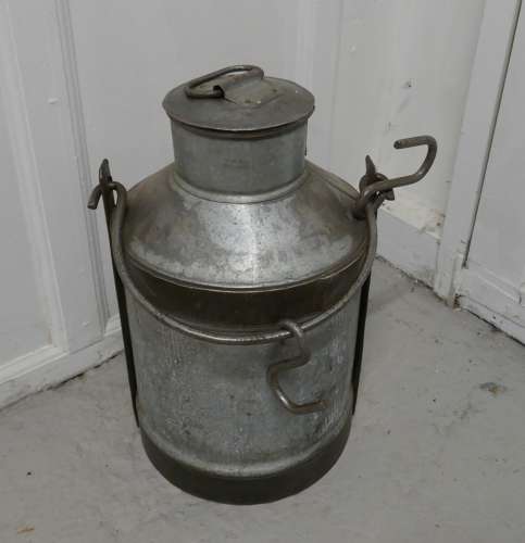 Large 19th Century Galvanised Metal Milk Churn with Iron Strapping