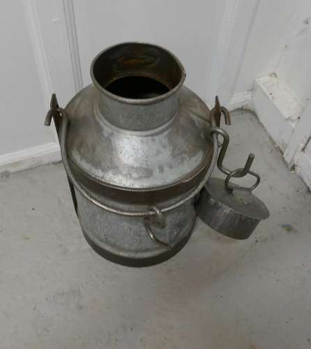 Large 19th Century Galvanised Metal Milk Churn with Iron Strapping