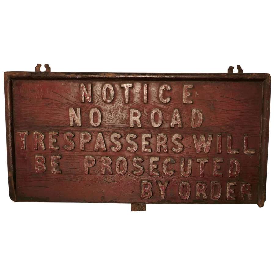 19th Century Rustic English Private Land Owners Trespassers Sign