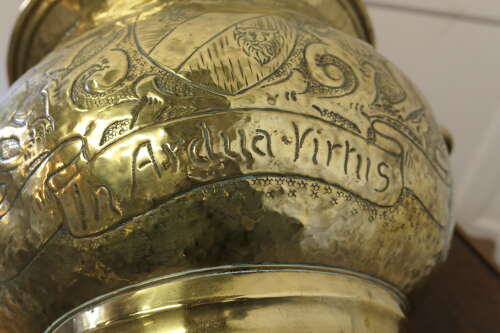 19th Century Gothic Brass Jardiniere with Shields