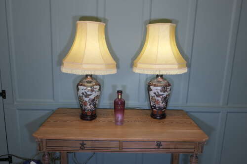 A Pair of Large Japanese Satsuma Lamps