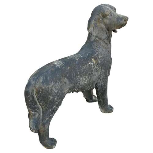 Weathered Standing Statue of a French Hunting Spaniel