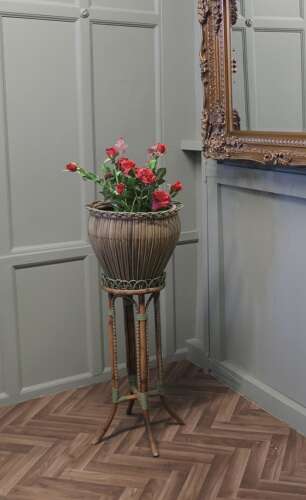 A Very Attractive Arts and Crafts Bamboo Jardinière, Plant Stand
