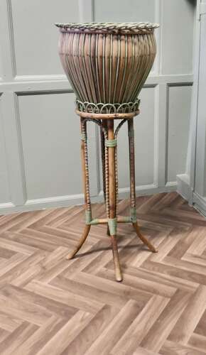 A Very Attractive Arts and Crafts Bamboo Jardinière, Plant Stand