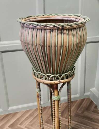 A Very Attractive Arts and Crafts Bamboo Jardinière, Plant Stand