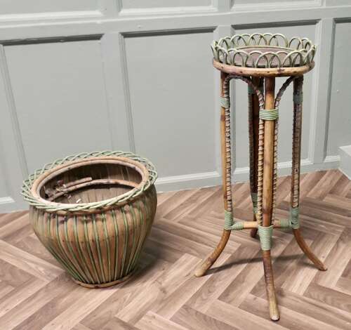 A Very Attractive Arts and Crafts Bamboo Jardinière, Plant Stand