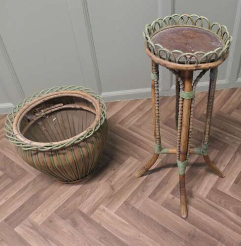 A Very Attractive Arts and Crafts Bamboo Jardinière, Plant Stand