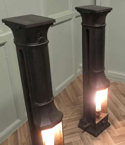 A Pair of French Cast Iron Green House Heater Lamps