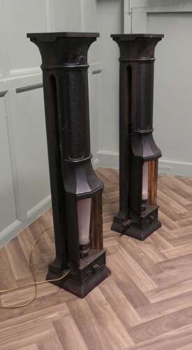 A Pair of French Cast Iron Green House Heater Lamps