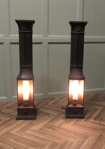 A Pair of French Cast Iron Green House Heater Lamps