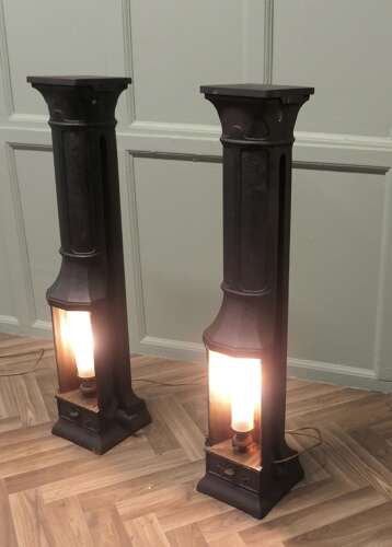 A Pair of French Cast Iron Green House Heater Lamps