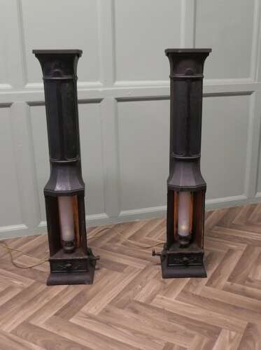 A Pair of French Cast Iron Green House Heater Lamps
