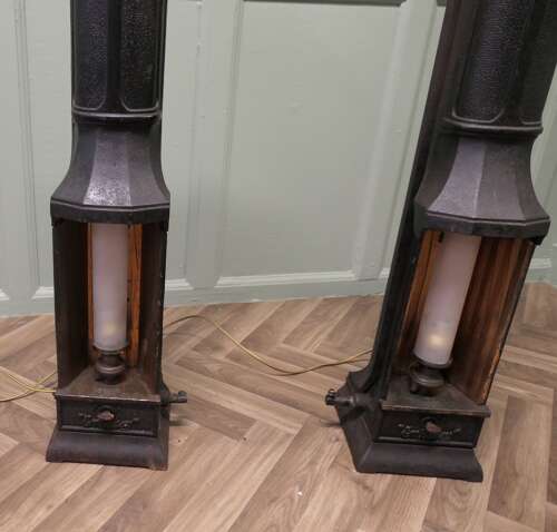 A Pair of French Cast Iron Green House Heater Lamps