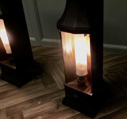 A Pair of French Cast Iron Green House Heater Lamps