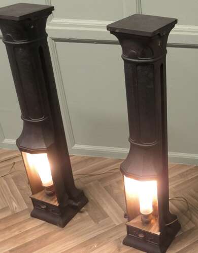 A Pair of French Cast Iron Green House Heater Lamps