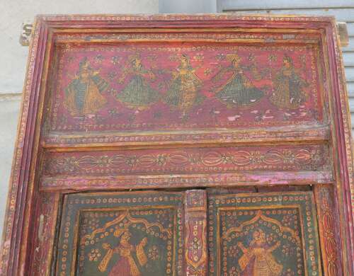 Indian Painted Doors in Original Frame, Wall Art