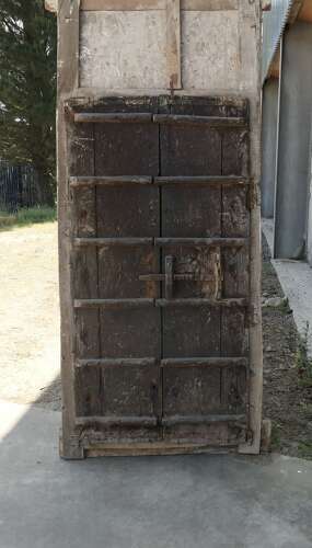 Vibrant Indian Painted Doors in Original Frame, Wall Art