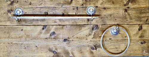 Silver Plated Towel Rail and Towel Ring