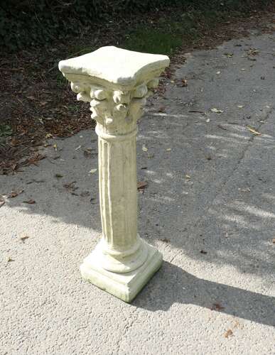 A Weathered Cast Stone Classical Corinthian Column Pedestal