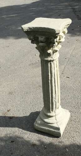 A Weathered Cast Stone Classical Corinthian Column Pedestal