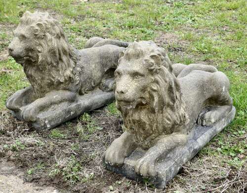 A Pair of Weathered Guardian Lions