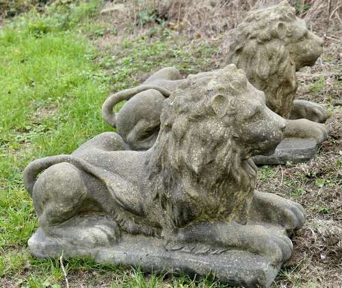 A Pair of Weathered Guardian Lions