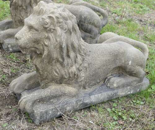 A Pair of Weathered Guardian Lions