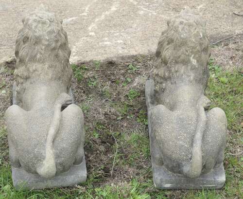 A Pair of Weathered Guardian Lions