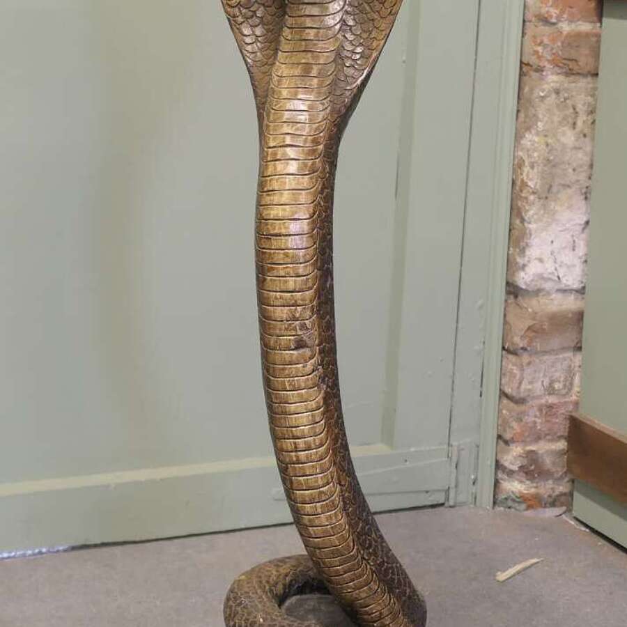 4ft Tall Hand Carved Wooden Cobra
