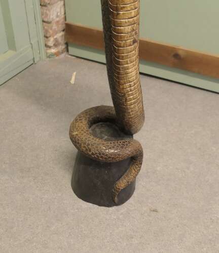 4ft Tall Hand Carved Wooden Cobra
