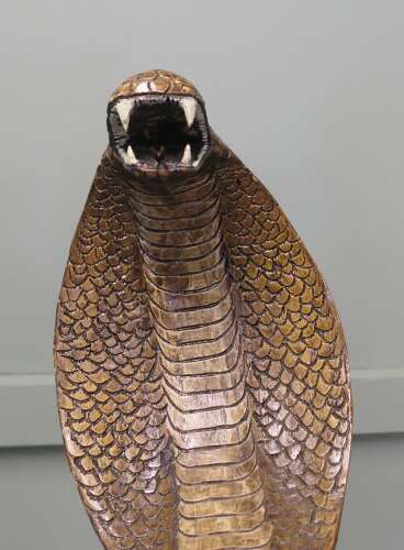 4ft Tall Hand Carved Wooden Cobra