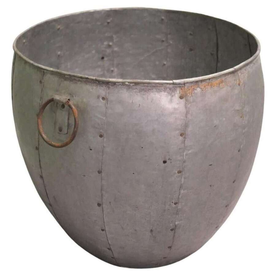 Industrial Look Cauldron Log Basket or Planter