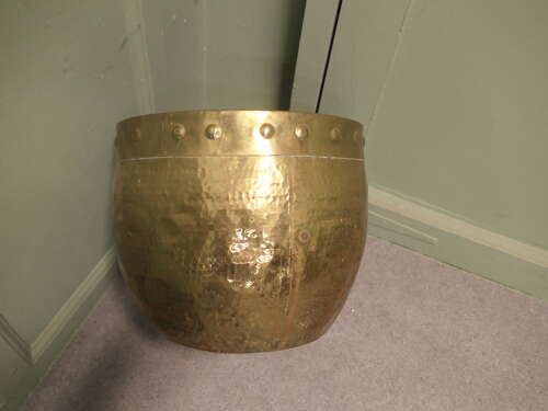 Brass Arts and Crafts Riveted Jardiniere