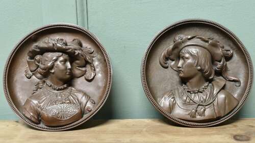 2 19th Century Round Copper Plaques by Gustav Grohe.