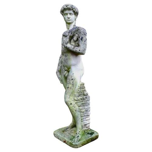 Weathered Cast Statue of Michelangelo's David    A lovely piece for the garden