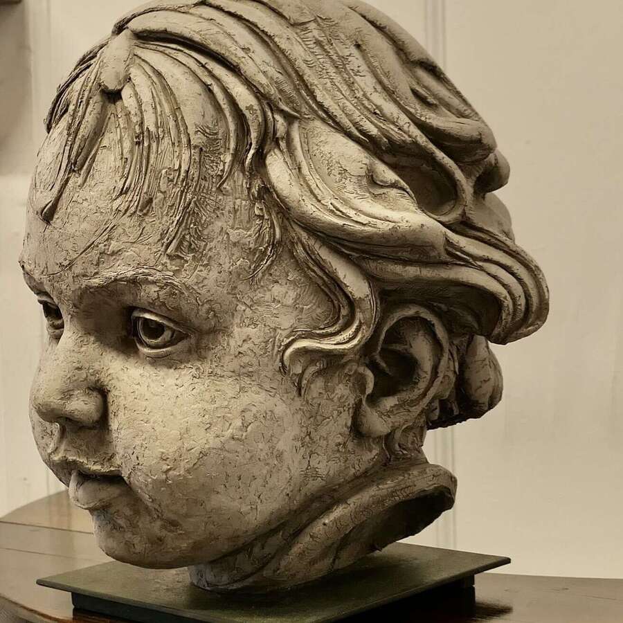 Large Clay Bust of a Child by Philippe Seen&eacute;, set on Bronze     This is an Exquisite Life
