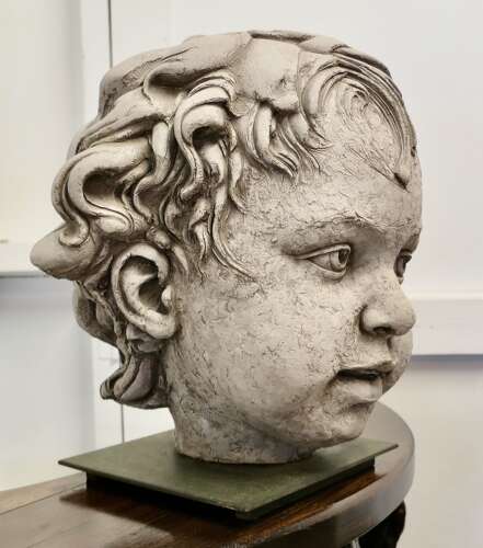 Large Clay Bust of a Child by Philippe Seené, set on Bronze This is an Exquisite Life
