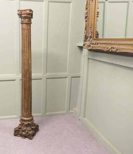 French Carved Gilt Corinthian Column
