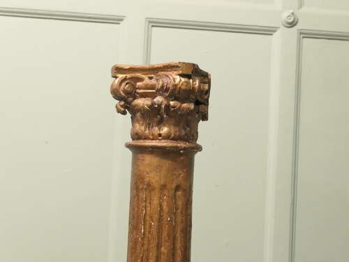 French Carved Gilt Corinthian Column