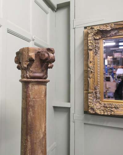 French Carved Gilt Corinthian Column