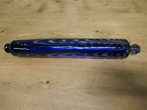 Two Victorian Nailsea Glass Rolling Pins One Blue & One Red