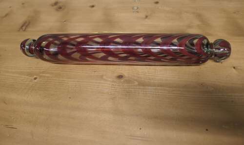 Two Victorian Nailsea Glass Rolling Pins One Blue & One Red