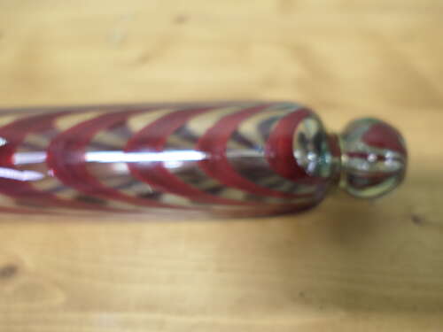 Two Victorian Nailsea Glass Rolling Pins One Blue & One Red